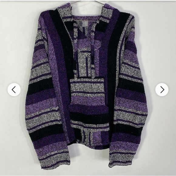 Woven Authentic Mexican Baja Hoodie Pullover Surf “Drug Rug” - Picture 4 of 7